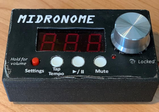 The first Midronome prototype with a 3d printed plastic case